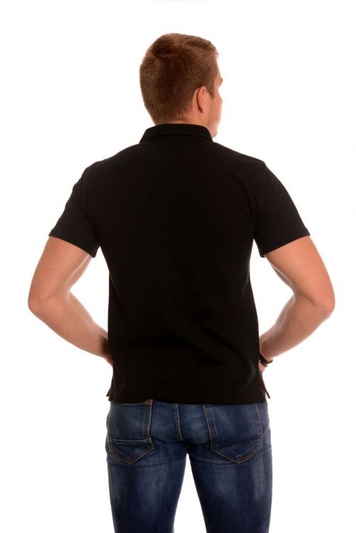 Черна мъжка тениска с везба канатица