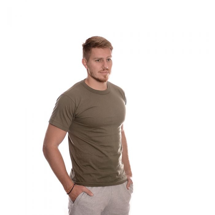 Мъжка памучна тениска тениска - военно зелено