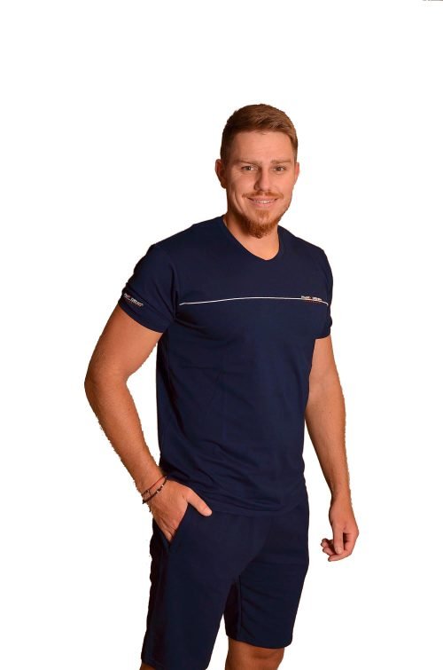 Мъжка памучна тениска в тъмно синьо от български производител